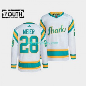 Dětské Hokejový Dres San Jose Sharks Timo Meier 28 Adidas 2022 Reverse Retro Bílý Authentic